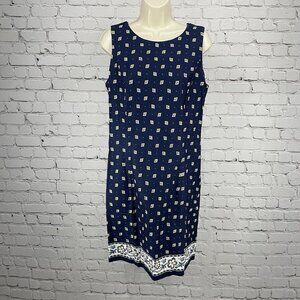 VTG Bushwacker Blue 100% Cotton Lightweight Shift Zipped Dress USA Made Size 8